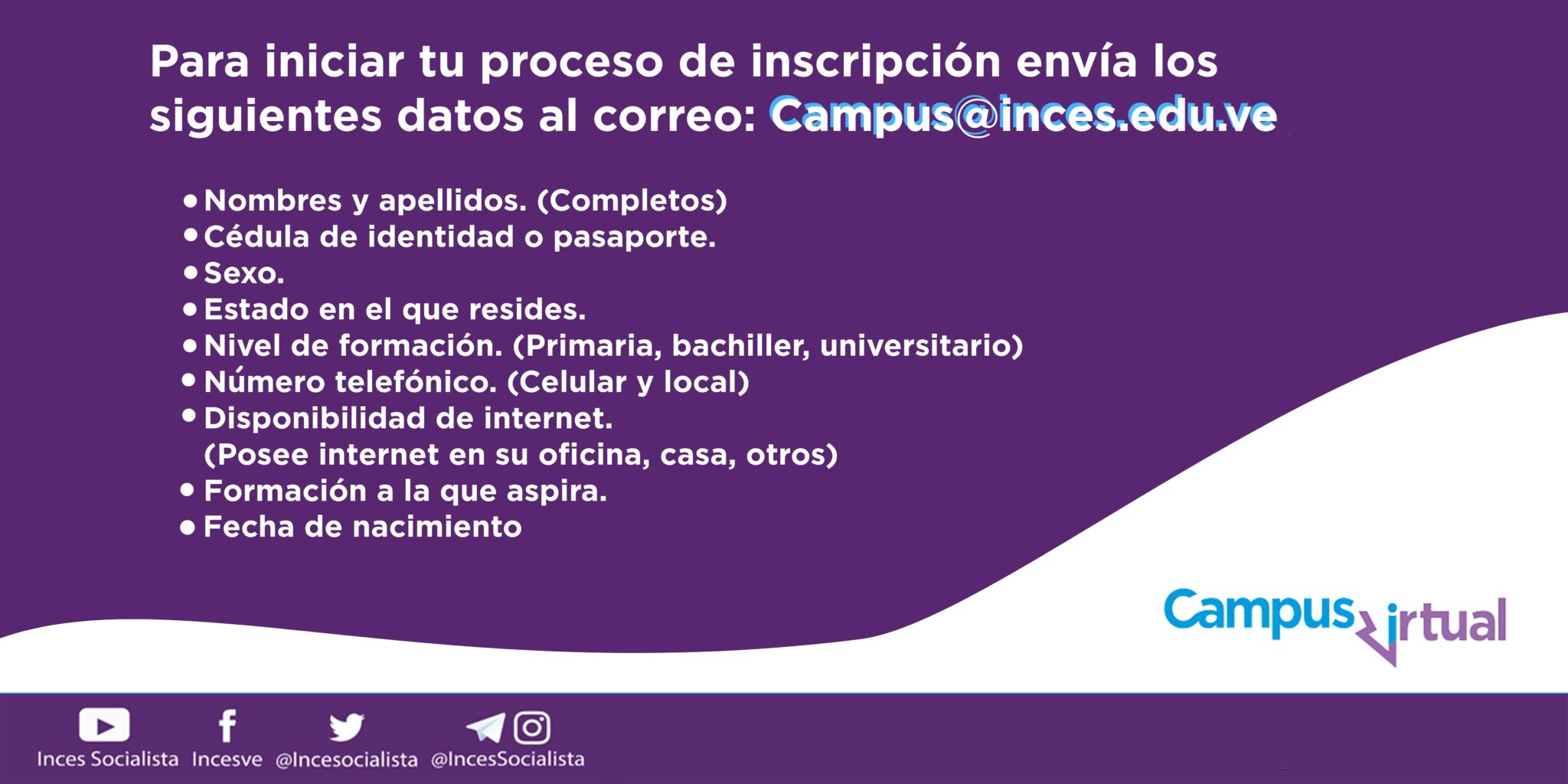 Formas de inscribirse Formación INCES